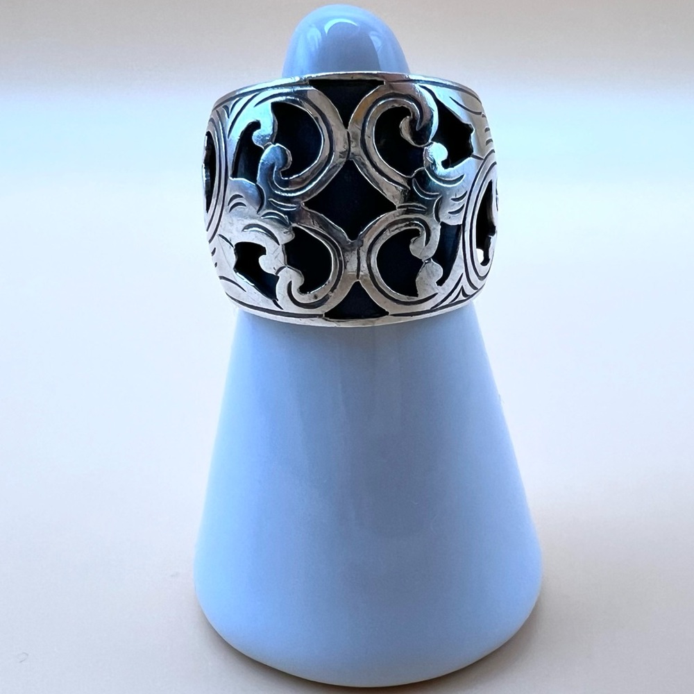 Sterling Silver Scrollwork Design Ring, Size 6.5 - image 1